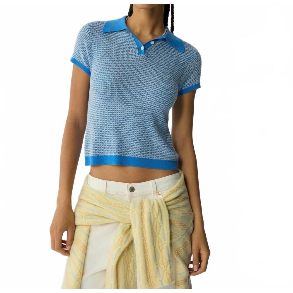 NEW GUEST IN RESIDENCE pique shrunken polo in sail combo